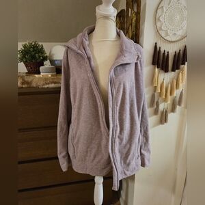 Duluth Trading women's purple mauve fleece zip up light jacket